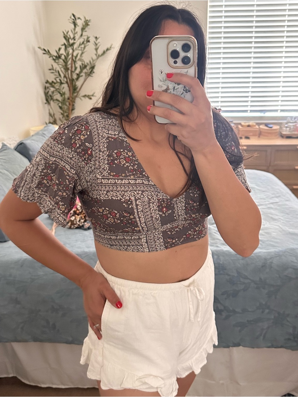 Women's Purple Paisley Open-Back Crop Top - Unbranded